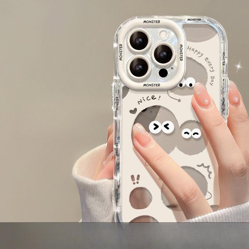 

Мультяшный Смешной Угольный Шарик Подходит для Чехла для Мобильного Телефона Apple 16promax IPhone 14 Зеркальный Крем 13/12/11 Apple 16PROMAX