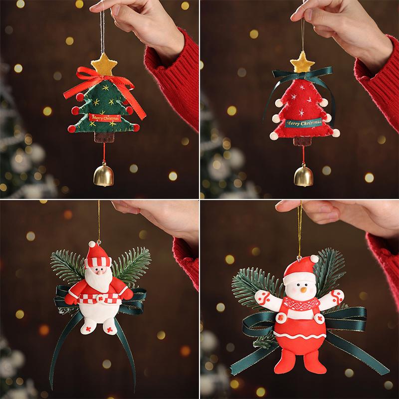Christmas Tree Hanging Ornament Xmas Bell Christmas Decorations Cute Bow Doorbell Navidad Decor New Year Party Supplies