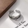 Retro Thai Silver Double T Chain Open Ring for Women - Distressed Niche Design