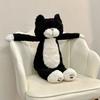 50CM Tea Rice Cat Plush Toy Black And White Splicing Plush Kawaii Cat Sleeping Leg Doll Festival Gift For Children Birthday Gift