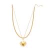 Beach Style Double Layer Stainless Steel Necklace With Starfish Shell And Heart Pendant For Women And Men