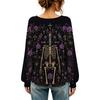 Women's Round Neck Long Sleeve Halloween Print Blouse Top for Party Wear