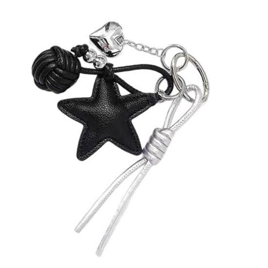Leather star heart keychain bag charm sweet edgy style backpack wallet cool
