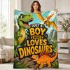 Boy Loves Dinosaurs Coral Fleece Blanket Dino Kids Decor