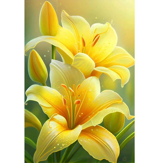 

Мозаика со свежими цветами, алмазная живопись, наборы для вышивки крестом, сделай сам, полная вышивка стразами, изображение лилии, Настенный декор U64 round 50x40cm зелёный