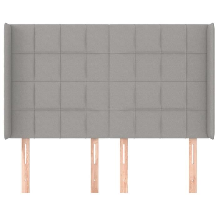 VidaXL Tête de lit avec oreilles Gris clair 147x16x118-128 cm Tissu3119578