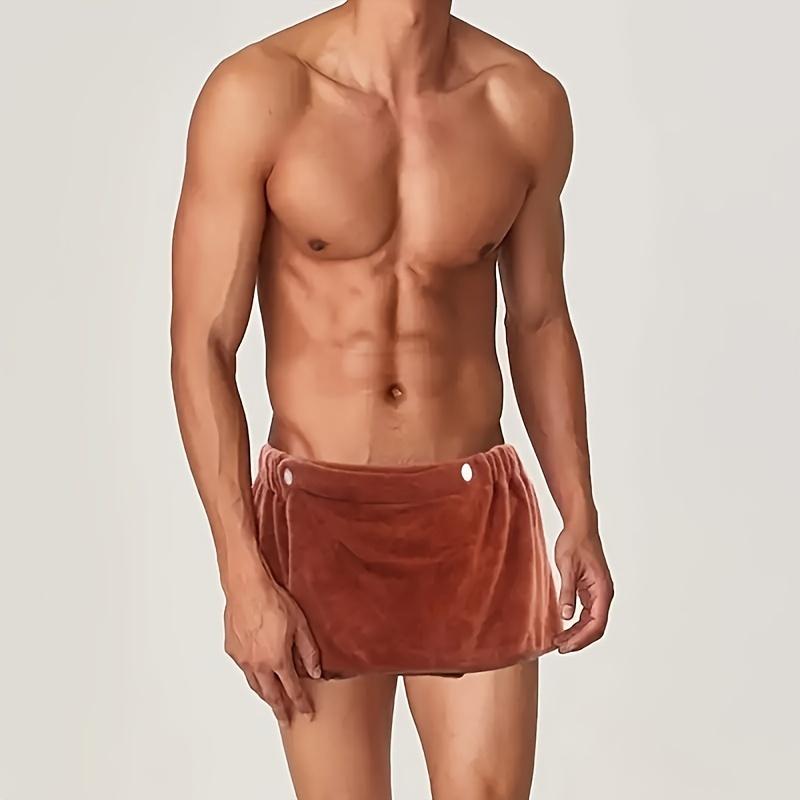 1pc Wearable Bath Towel Wrap, Soft Ultrafine Fiber, Quick-Dry Gym Spa Bath Shorts, Bathroom Shower Accessory For Men