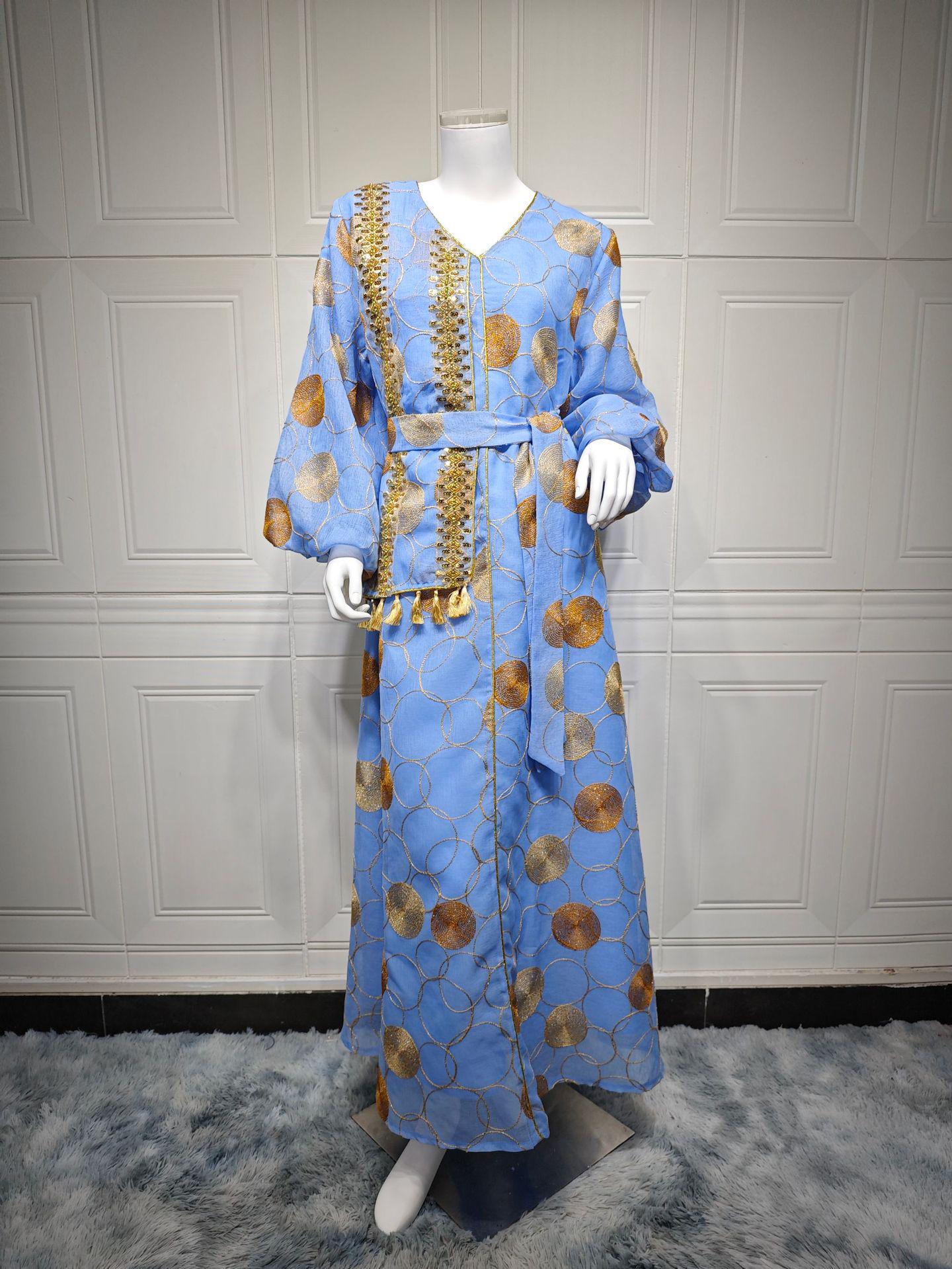 

AB410 2024 Long Sleeve Maxi Dress - New Fashion Muslim Middle East Robe M