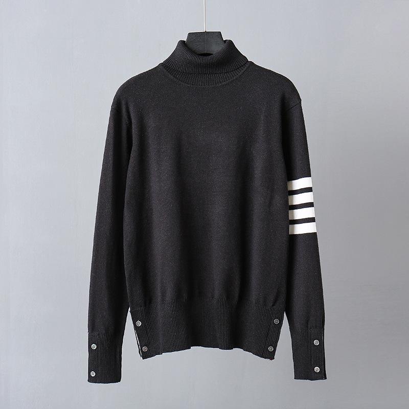 TB BROWIN High-Neck Sweater: Unisex Wool, Four-Bar, British Style