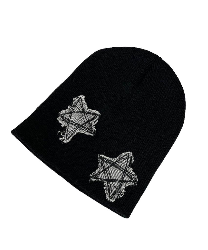 SK8ER ROCK Doodle Star Beanie ((Black*Denim))