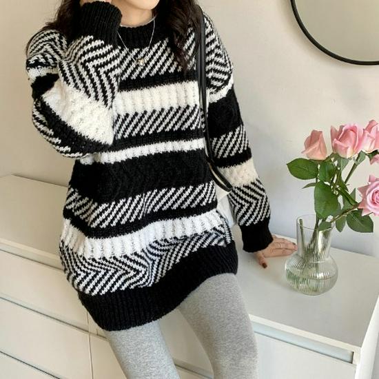 Women's Striped Sweater: Autumn/Winter Loose Pullover, Lazy Style, Slimming Fit