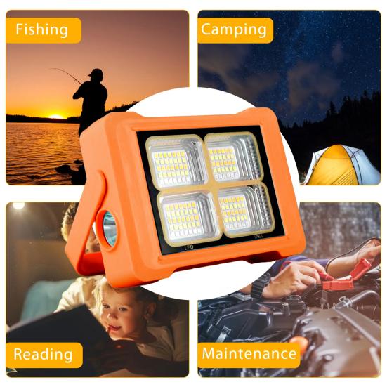 Portable Camping Flashlight USB/Solar Rechargeable LED Emergency Lamp with 6 Levels Adjustable Multifunctional Device Outdoor Tent Lamp Camping