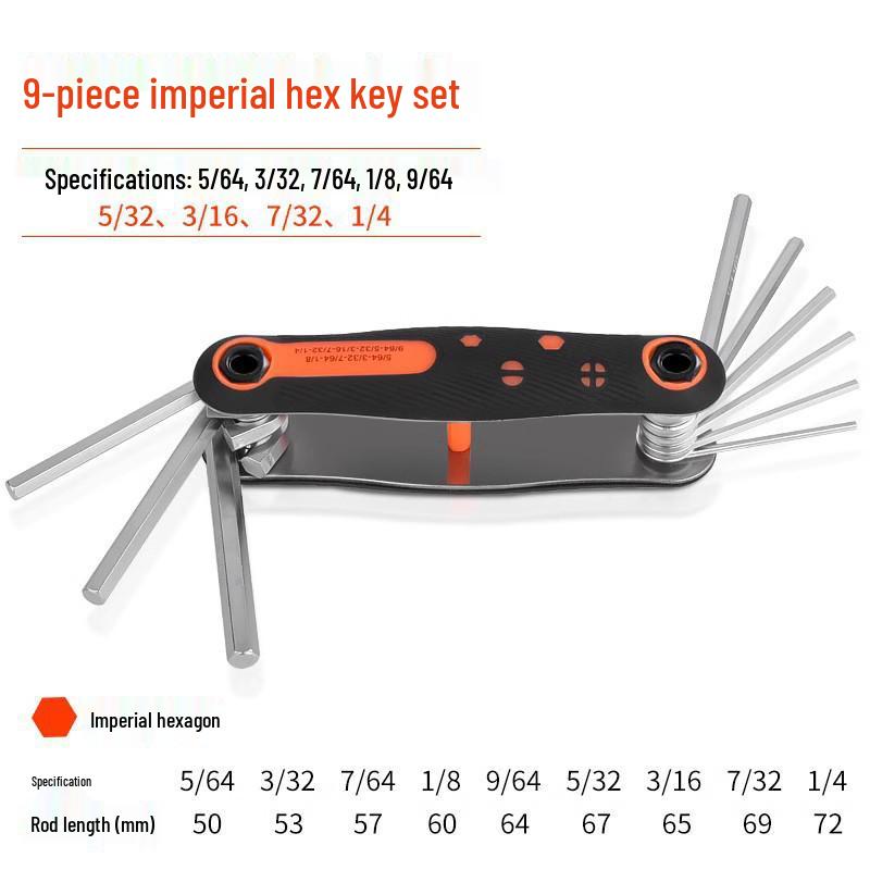 Foldable Metric & Imperial Hex Key and Torx Screwdriver Set