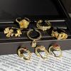 Bright Small Broken Diamonds Inlaid with Flowers Retro Light Luxury Temperament Ring Women's Ins Cold Wind Niche High-end Ring