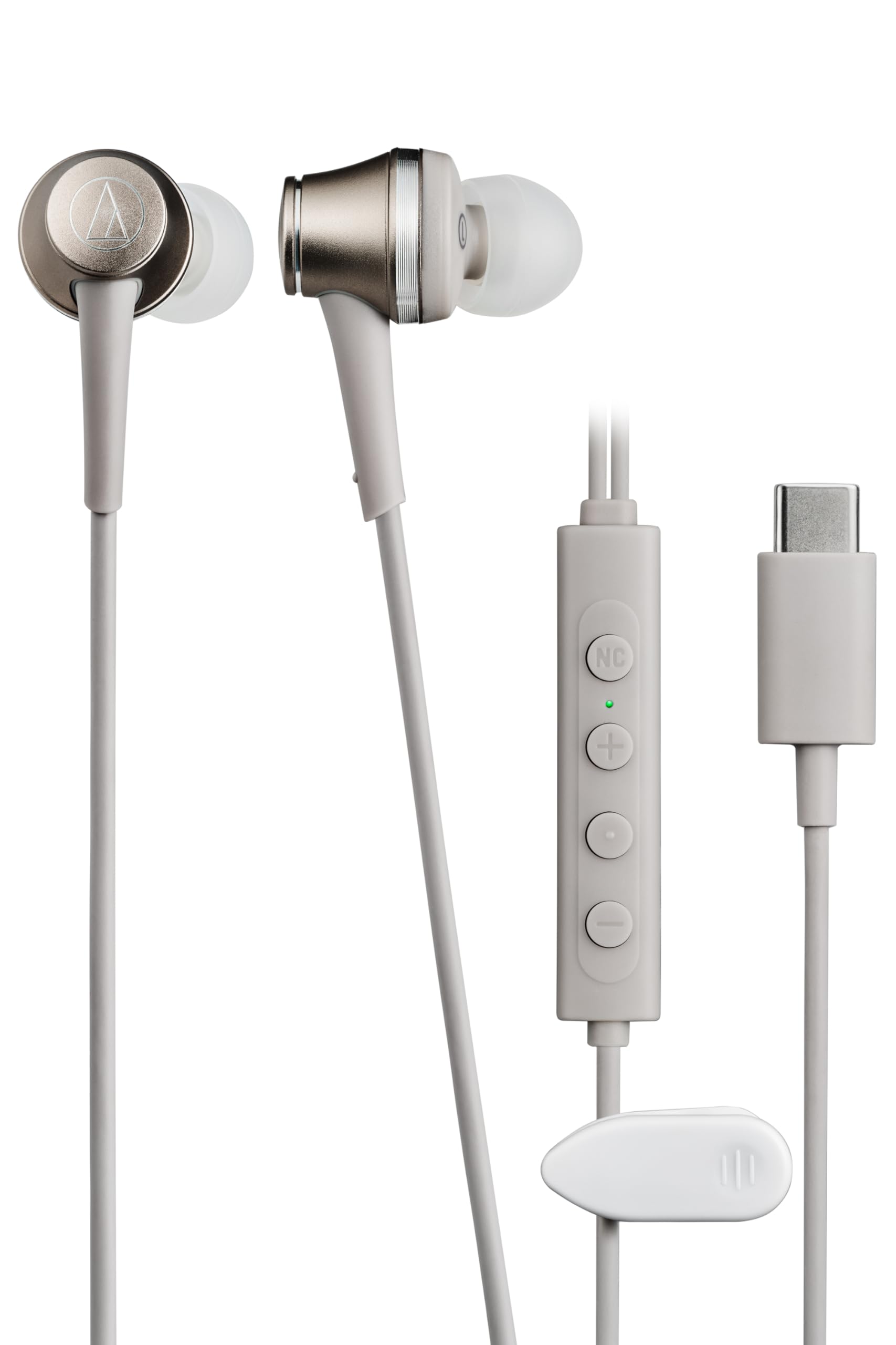 

Audio Technica ATH-CKD7NC BGD Wired Noise-Canceling Earphones 1.2m Cable Microphone Built-in DAC No Latency High-Quality Sound Beige Gold