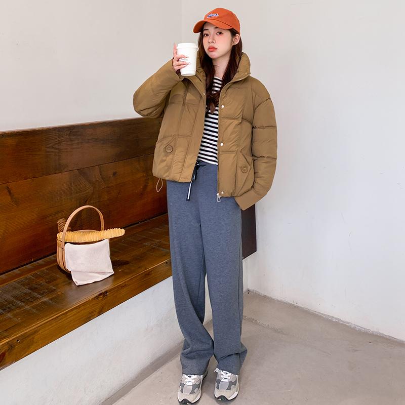 Kvinnor Höst Vinter Soild Färg Tjocka Ytterkläder Bomull Vadderad Hooded Warm Jacket Coat