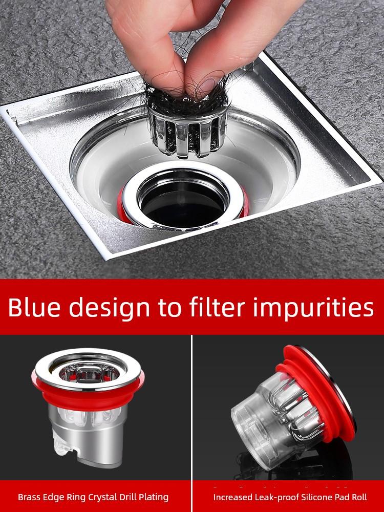 Floor Drain Odor Preventer Toilet Sewer Pipe Strainer Drain Neutral Anti-Odor Cover Sealed Inner Core Handy Gadget