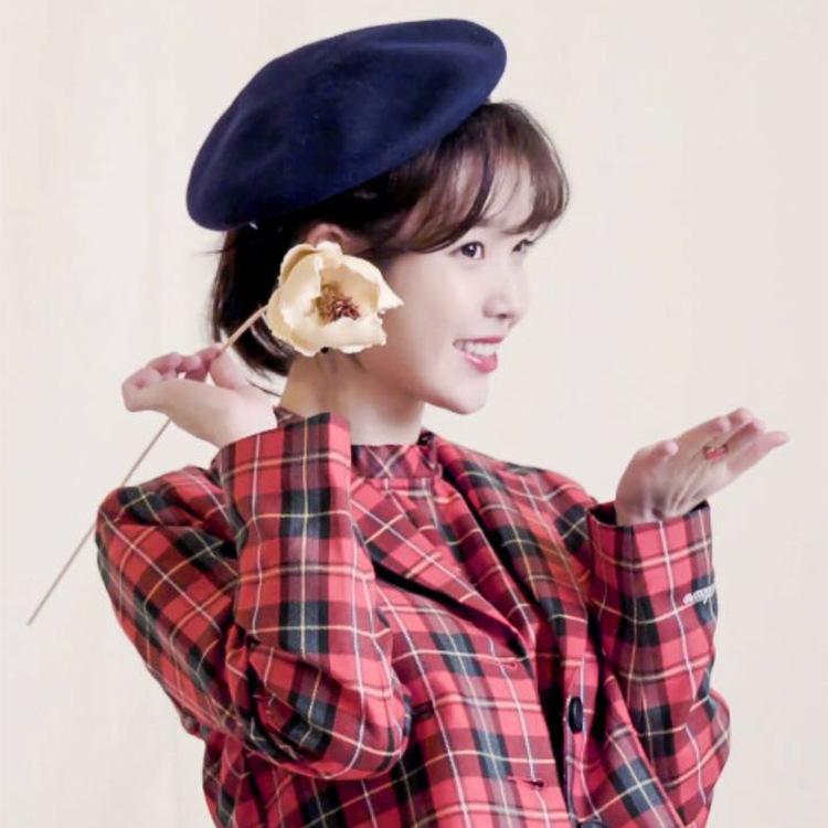 Autumn And Winter Women'S Solid Color Light Board Wool Woolen Beret Retro Simple Fashion Painter Hat Bud Hat