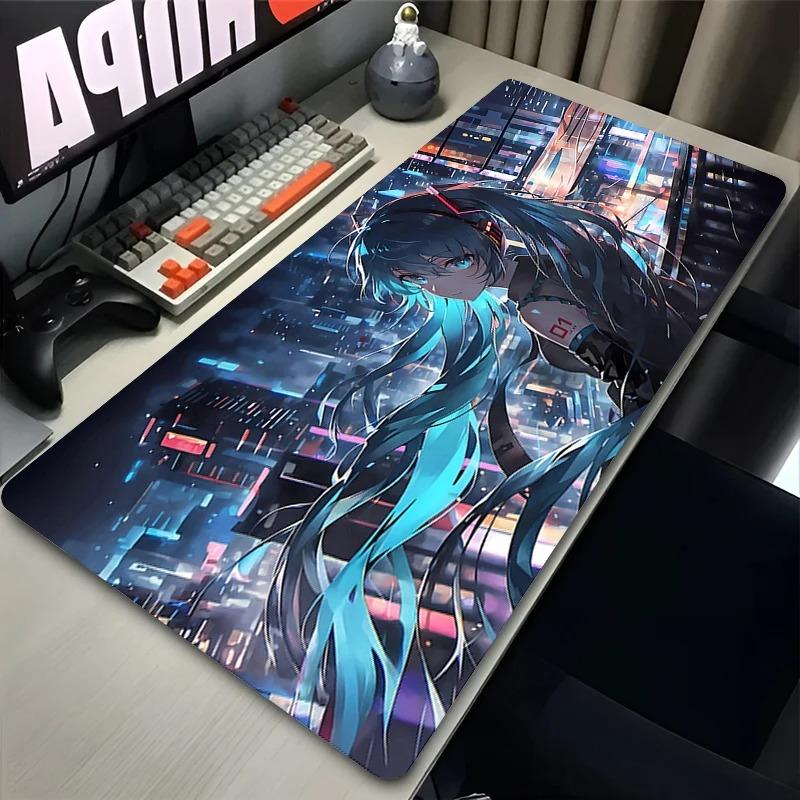 Hatsune Miku Cyberpunk Anime Gaming Mouse Pad NonSlip Rubber Base Desk MatMouse Pad Kawaii Neon Gaming Mousepad PC Gamer