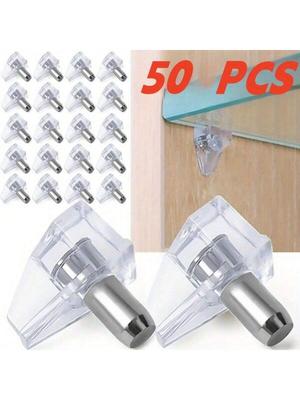 50Pcs Clear Plastic Shelf Support Pegs for Bookshelves Easy Installation Cabinet Supports for Strong and Reliable Shelf Stabilit