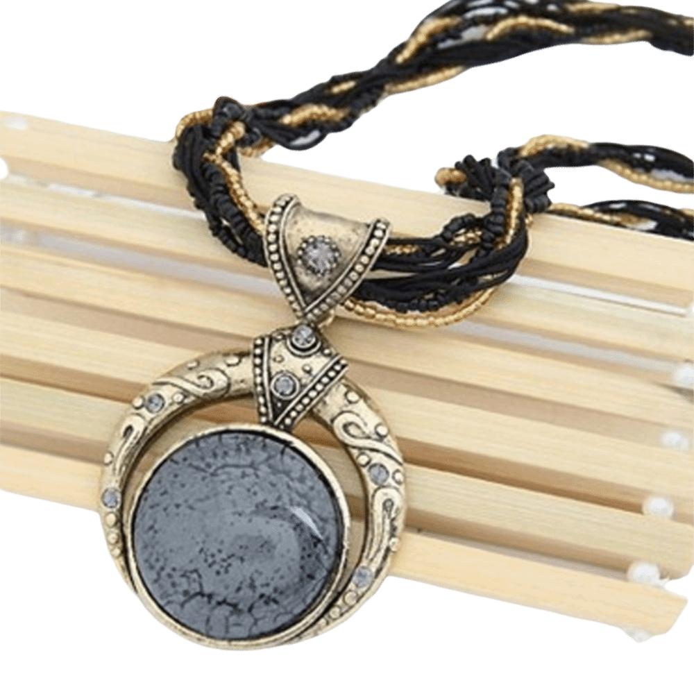 Vintage Bohemian Necklace Alloy Round Pendant Necklace New Pendant Necklace