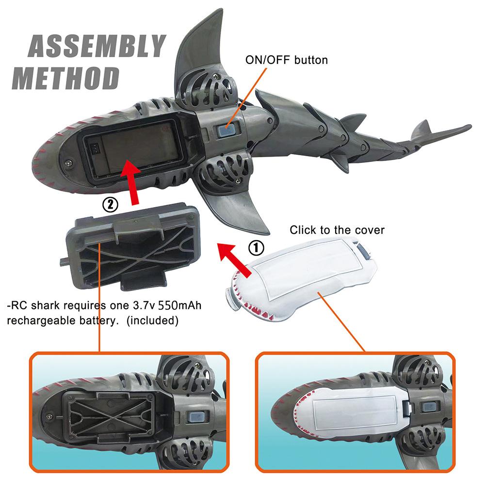 Remote Control Shark Toy 2.4GHZ RC Simulation Shark Toy for Swimming Pool Bathroom Bathtub Water
