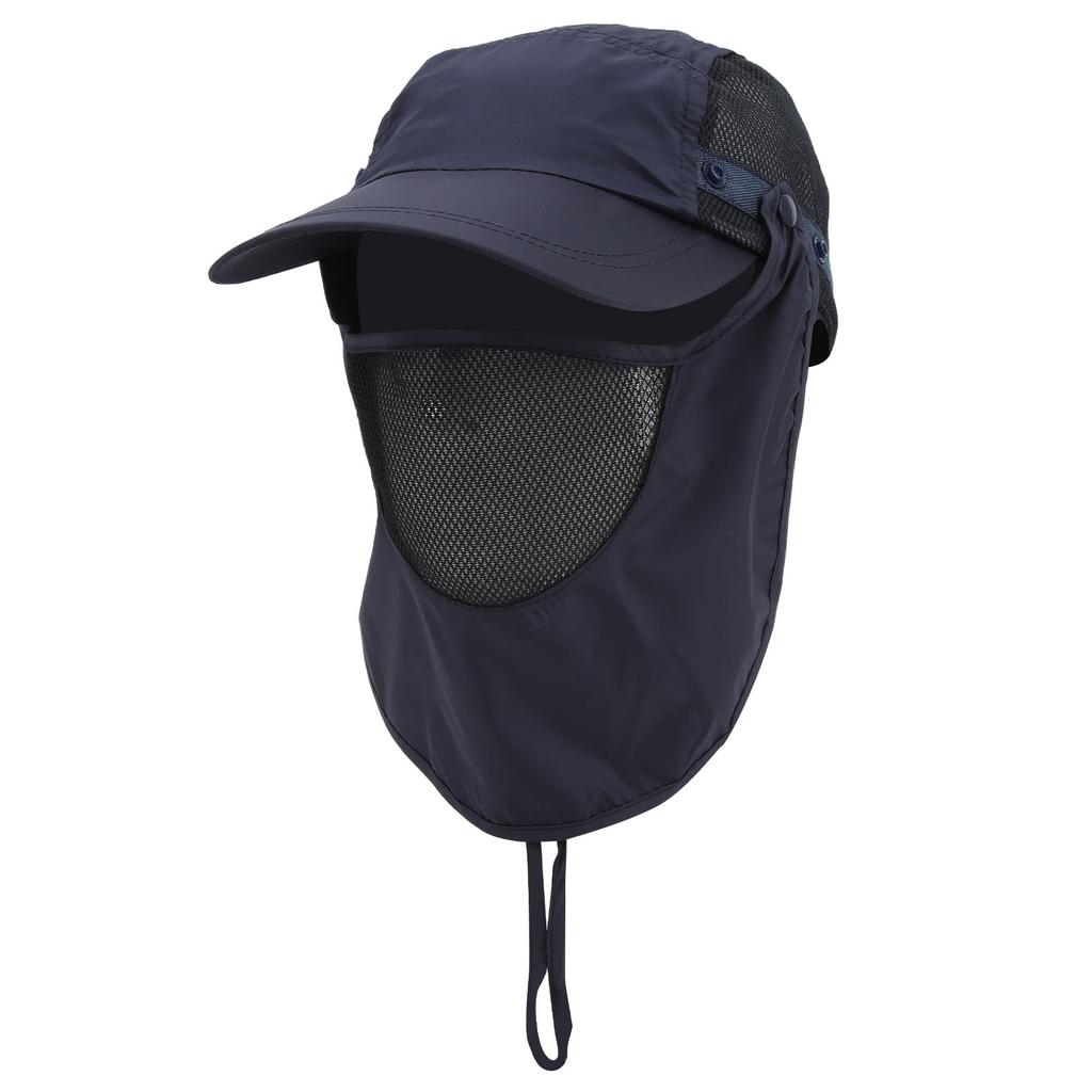 Sun Protection Hat Windproof Sand Prevent with Neck Cover for Outdoor Fishing Hiking CampingNavy Blue