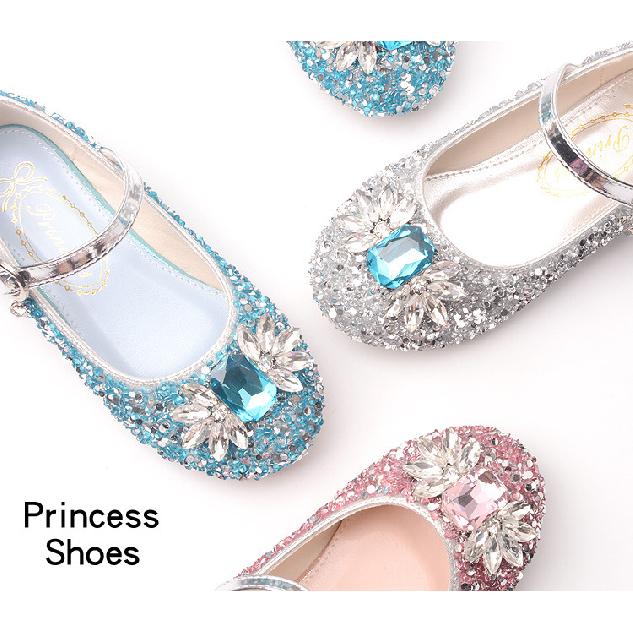 Children's Crystal Princess Shoes New Spring and Autumn Elsa Little Girl's Single Shoes Baby Girls' Leather Shoes