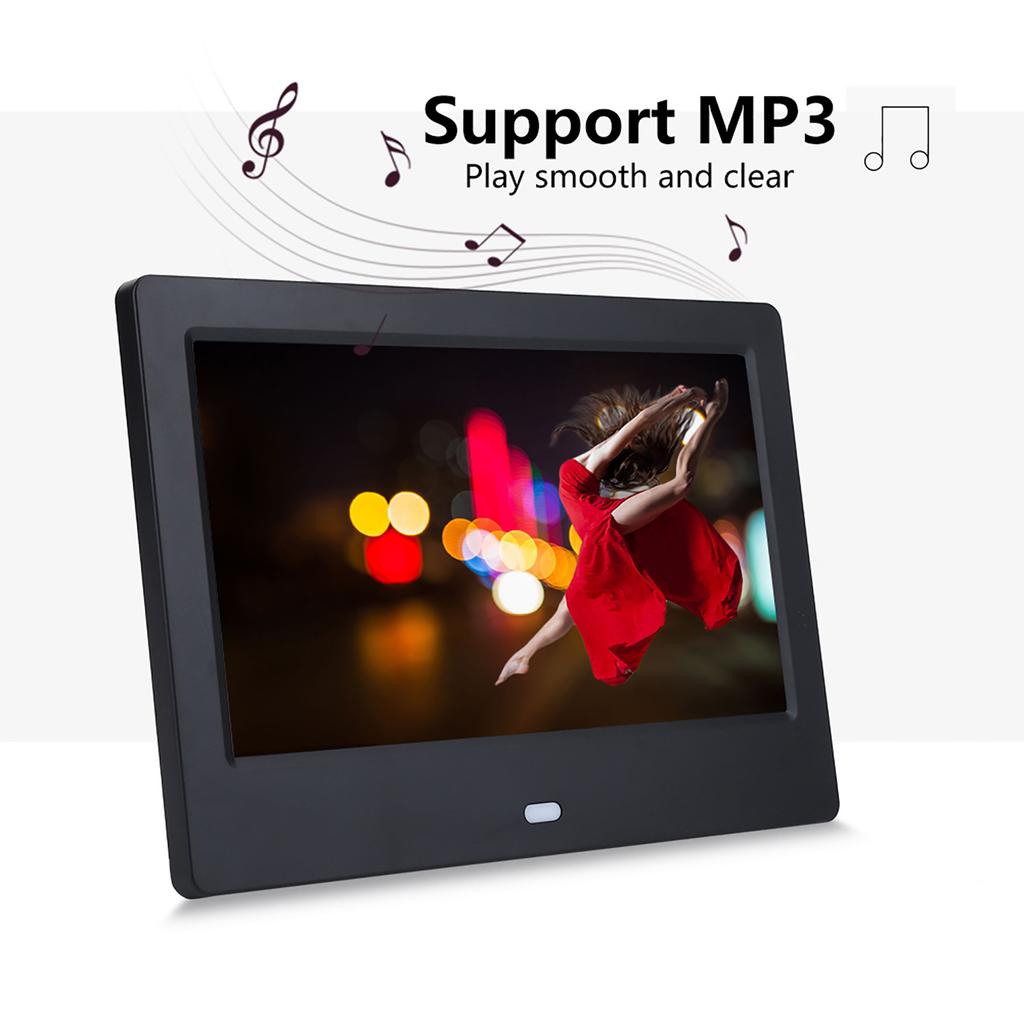 7" HD Screen Digital Photo Frame Alarm Clock Music Movie Player (Black )