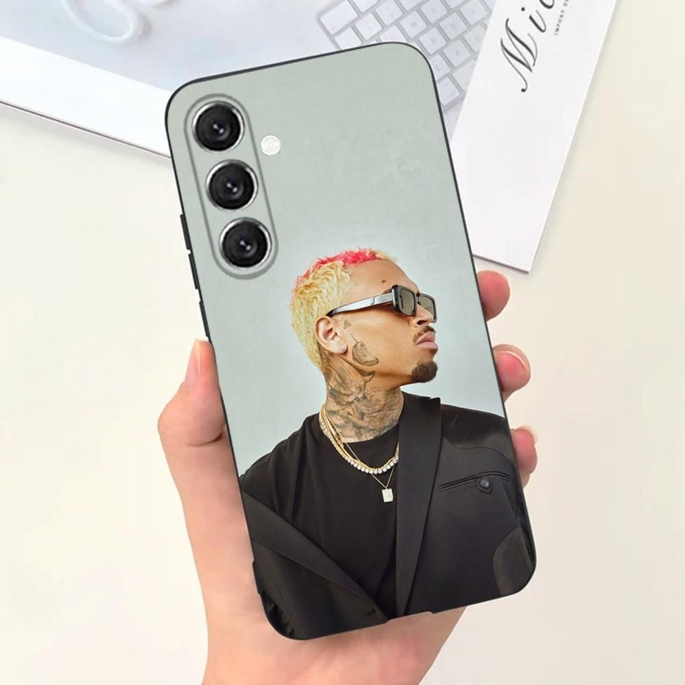 Etui Na Telefon Z Rapem C- Chris Brown Dla Samsung S25,S24,S21,S22,S23,S30,Ultra,S20,Plus,Fe,Lite,Note,10,9,5G Czarne Pokrowiec