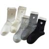 Socks, Women's Bubble Lace Mid-calf Socks, Boneless Postpartum Socks, Spring and Autumn Cotton Socks, Bear Cartoon Embroidery, Academy Style