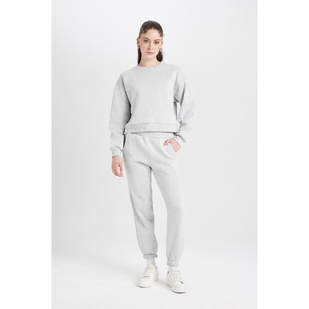 Normální střih Basic Silný fleece Uvnitř Crew Výstřih Pružný pas Bavlna Tepláková souprava D8022axns