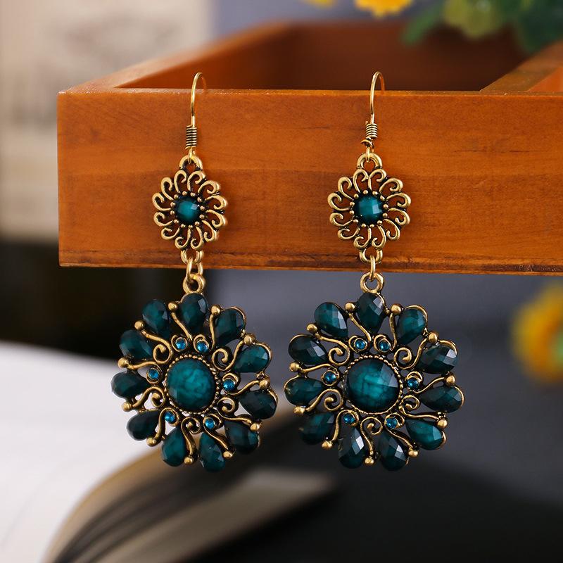 Bohemian Vintage Round Drop Dangle Earrings For Women Jewelry Acrylic Hollow Geometric Boho Wedding Earring Boucle Oreille Femme