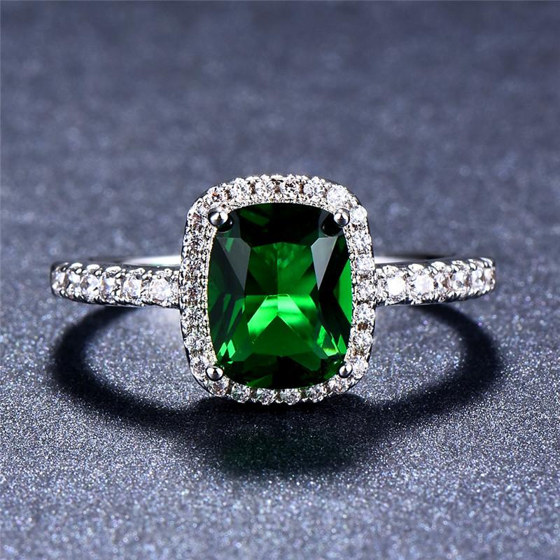 Bague de Luxe Femme Fille Grosse Pierre de Cristal CZ Couleur Blanc Bleu Violet Vert Alliances Pour Femmes