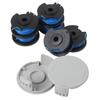 String Trimmer Replacement Spools & Cap for AC14RL3A 11 Feet of Line 6/8/10 Spools with 2 Covers Reliable and Long Lasting