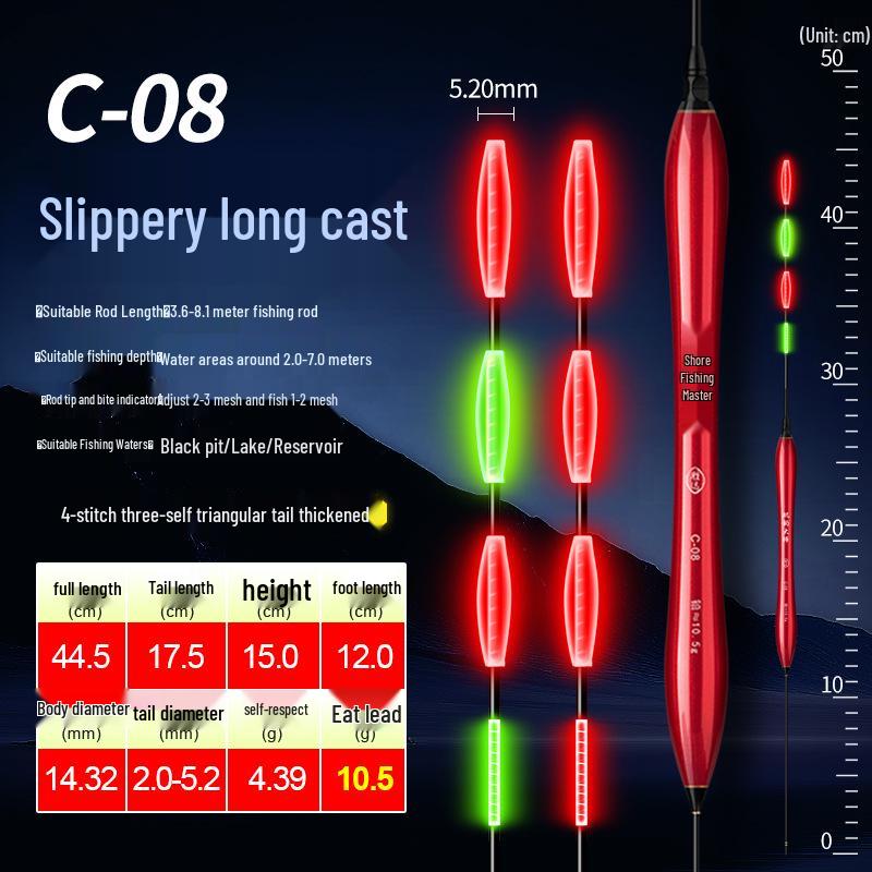 Canna da Pesca a Roccia a Lunga Distanza con Galleggiante Elettronico Luminoso a Doppio Uso per Giorno e Notte - Marcatore Scorrevole Spesso Super Accattivante