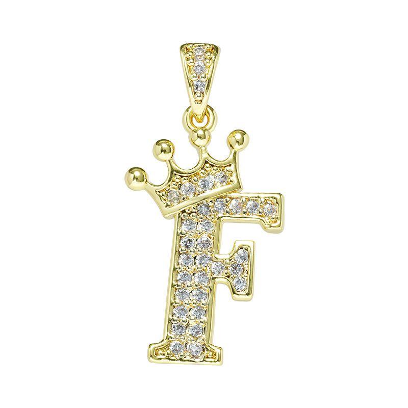 Luxuriöse goldene Alphabet-Halskette mit Kronenanhänger für Frauen und Mädchen