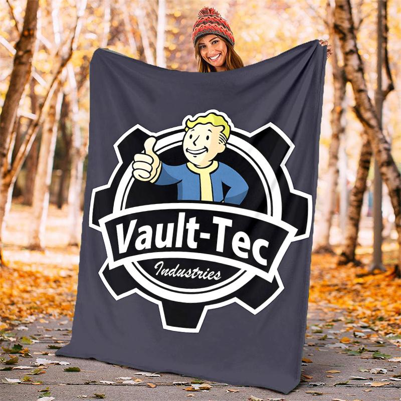Vault-Tec Flannel Blanket Soft All-Season Throw, Design for Camping, Car Travel, Hiking Sofa, Bed, Office Perfect Gift for Parties