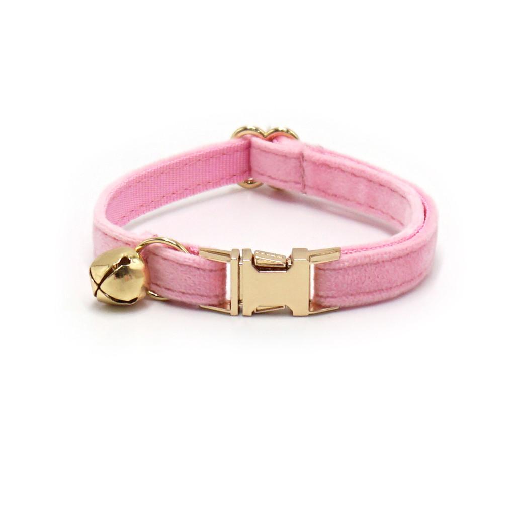 Cat Collar With Solid Color And Bell Decoration For Indoor And Outdoor Use
