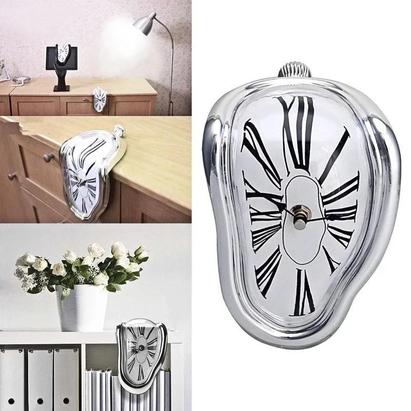 Creative Seat Style Twisted Clock Melting Personality Roman Numerals Clocks Soft Decoration of Living Room Modern Home Design