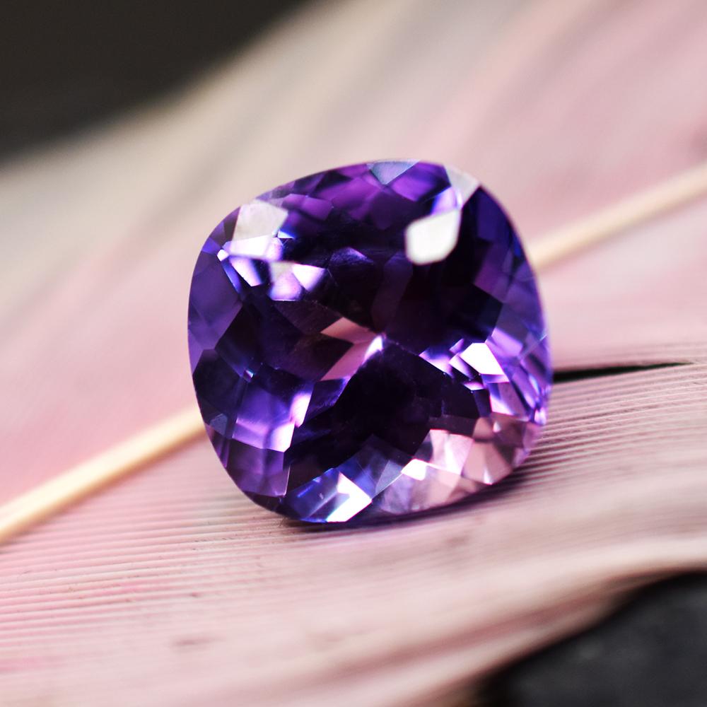 Natural Purple Sapphire Loose Gemstone 6.40 ct Square Cushion September Birthday Birthstone