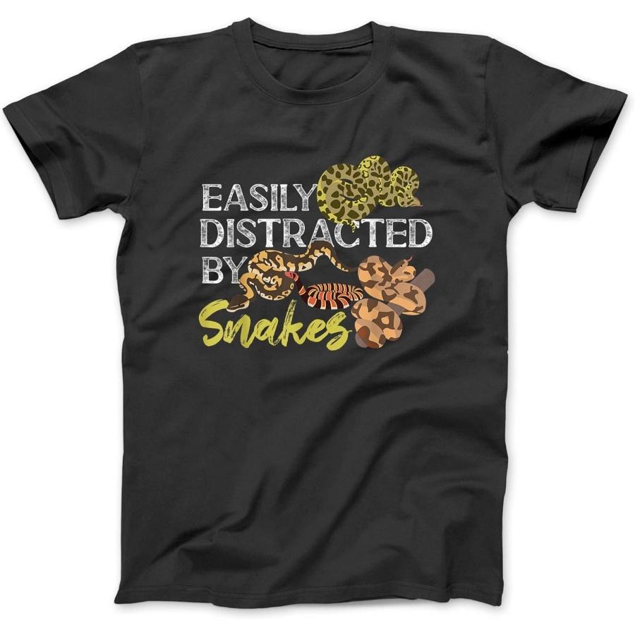 Snake Serpent Easily Distracted by Snakes T-Shirt Sweatshirt Hoodie Tanktop for Men Women Black S