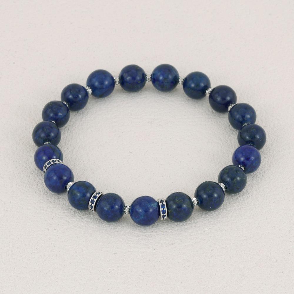 Elegant Semi-Precious Stone Beaded Bracelet - Light Luxury, High-End, Versatile Elastic Round Beads for Couples