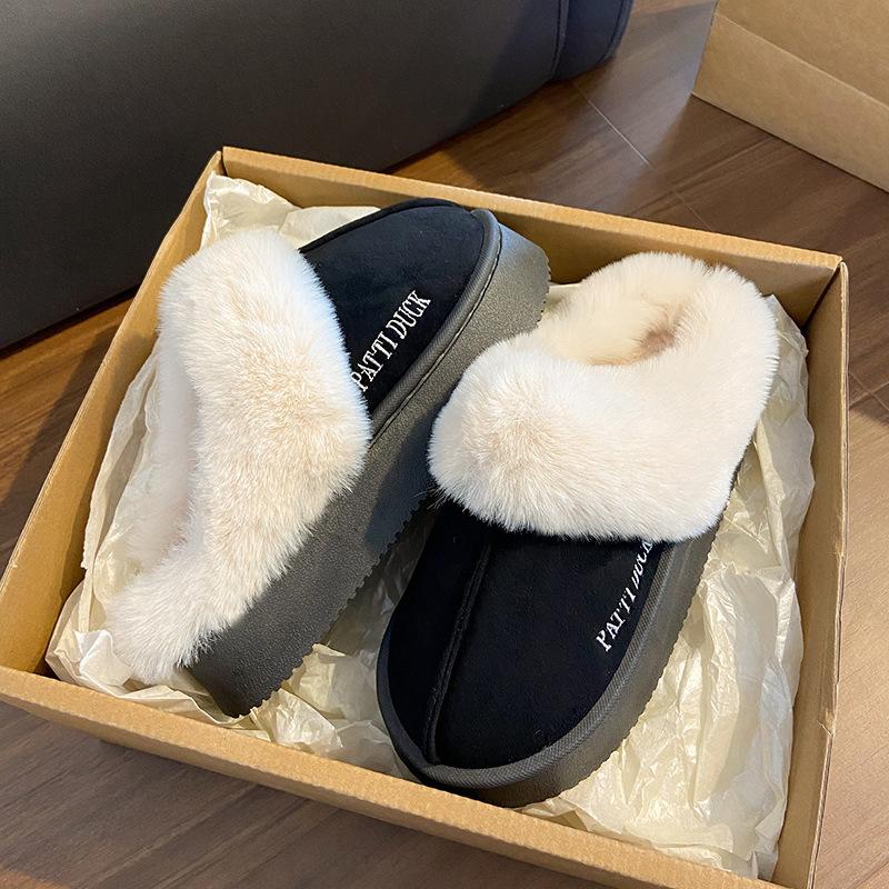 Plush Cotton Slippers 2025 New Autumn and Winter Home Indoor Thick-soled Non-slip Velvet Warm Cotton Shoes