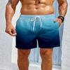 Gradient print men's casual fashion sports shorts loose and comfortable gym men's swimwear beach shorts