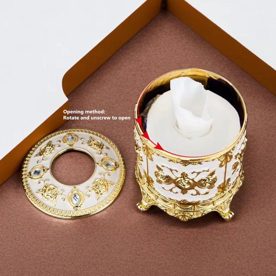 1PC Cylindrical Tissue Box European Restaurant Napkin Set Household Roll Paper Box