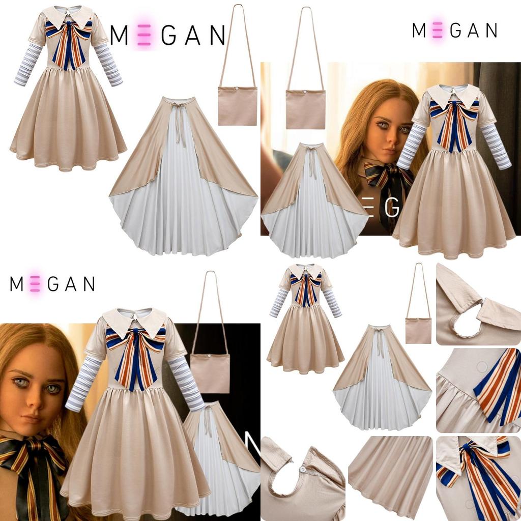 Dress Cosplay M3gan Set Girlsladylik Outfit Party Costume Bag Cloak Daily Fans