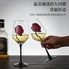 1pcs Hand Drawn Red Rose Patterned Cup Wedding Red Wine Champagne Glass Valentine's Day Wedding Rose Pattern Glass Wine Glass
