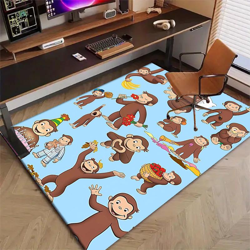 1pc Curious George (7) Design Printed Area Rug Carpet for Bedroom Living Room Home Decor Rugs Mat Non Slip Mat Rug for Bedside