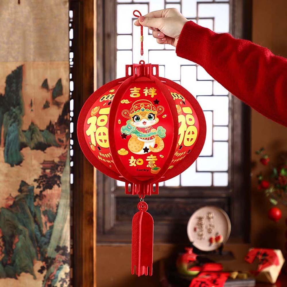 Patterned Chinese New Year Red Lanterns Traditional Spring Festival Supplies Party Props
